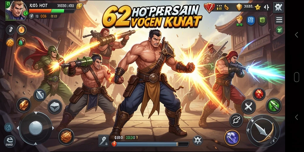 Gameplay 62HOT dengan pertarungan yang mendebarkan.