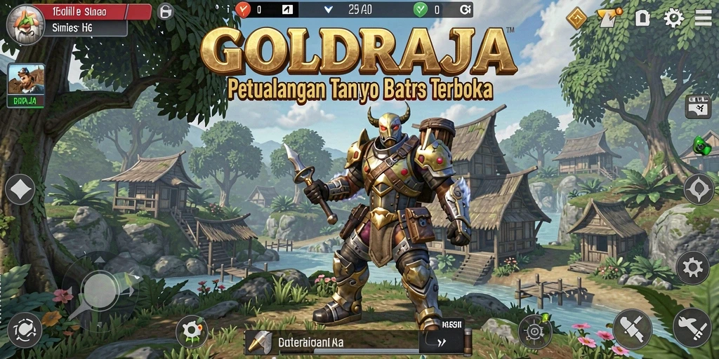 Screenshot gameplay GOLDRAJA yang menunjukkan dunia terbuka yang luas.