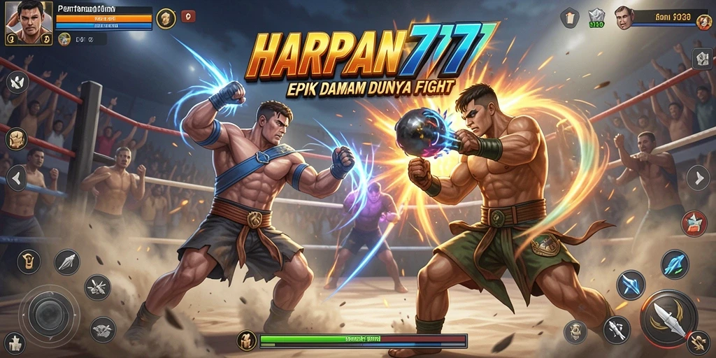 Screenshot gameplay HARAPAN777 menampilkan pertarungan epik dan karakter yang dinamis.