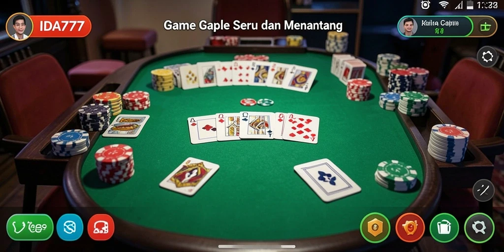 Screenshot gameplay IDA777 dengan suasana seru permainan Gaple.