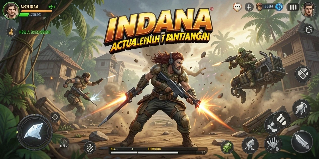 Screenshot gameplay INDAAA menunjukkan aksi mendebarkan di medan perang.