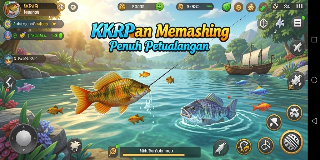 Tampilan gameplay menakjubkan dari KKRP saat memancing di lautan.