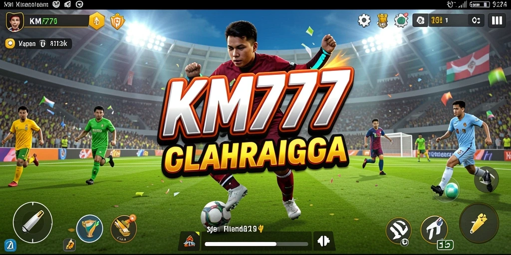 Tangkapan layar gameplay KM777 menampilkan aksi seru dalam pertandingan olahraga.