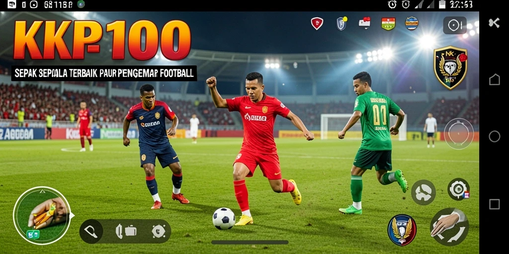 Gameplay seru KPK100 dengan aksi sepak bola yang mendebarkan.