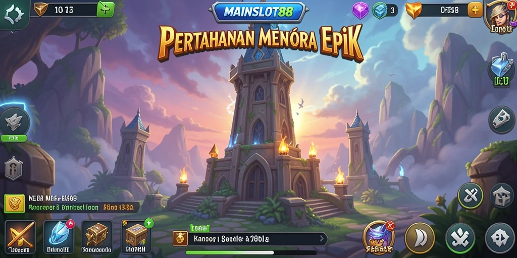 Tampilan menarik dari gameplay strategi menara di MAINSLOT88.