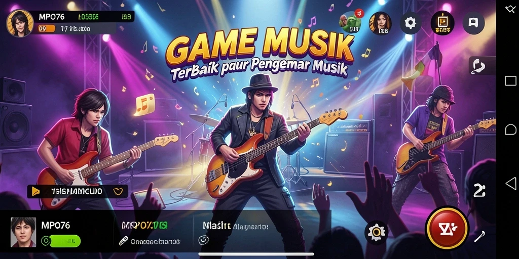 Tampilan gameplay MPO76 dengan berbagai pilihan lagu menarik.