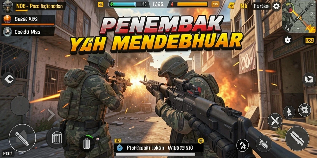 Screenshot N06 menampilkan aksi menembak yang seru dalam game FPS.
