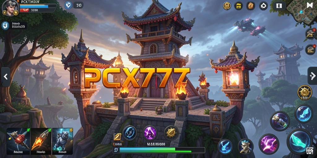 Tampilan gameplay menara pertahanan yang mendebarkan dalam PCX777.