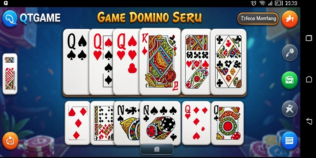 Screenshot QTGAME menampilkan gameplay seru permainan Domino.