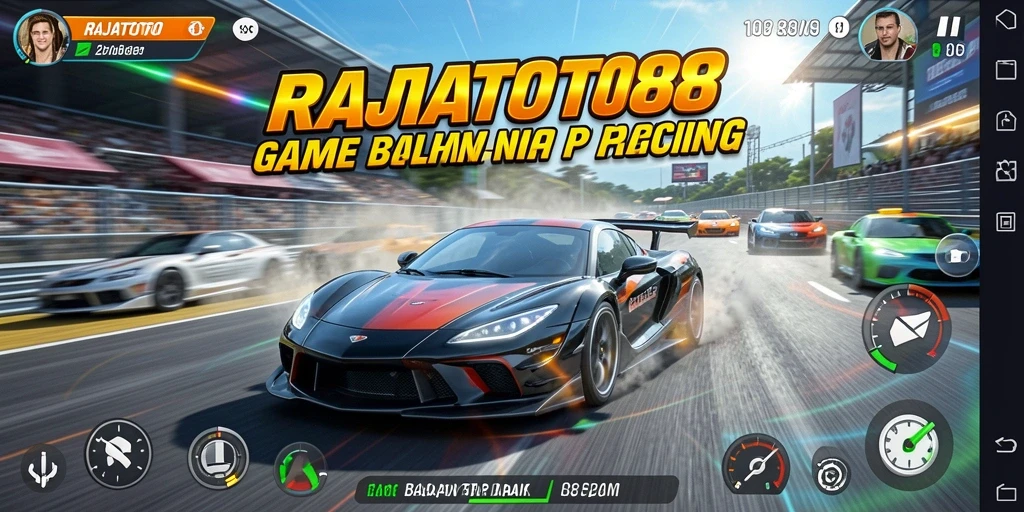 Tampilan gameplay balapan yang penuh aksi di RAJATOTO88.