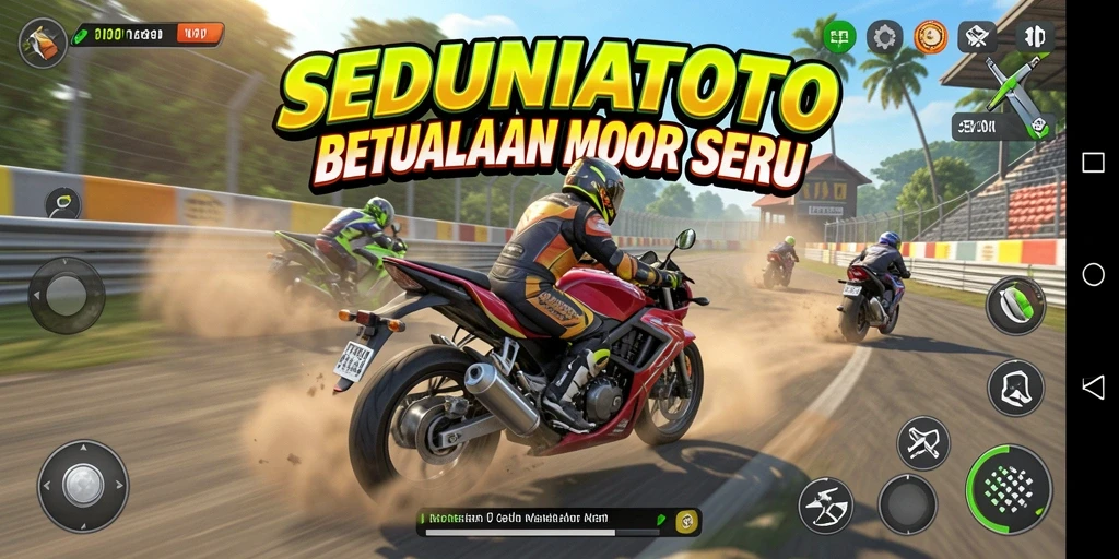 Screenshot gameplay SEDUNIATOTO menampilkan aksi balapan yang intens.