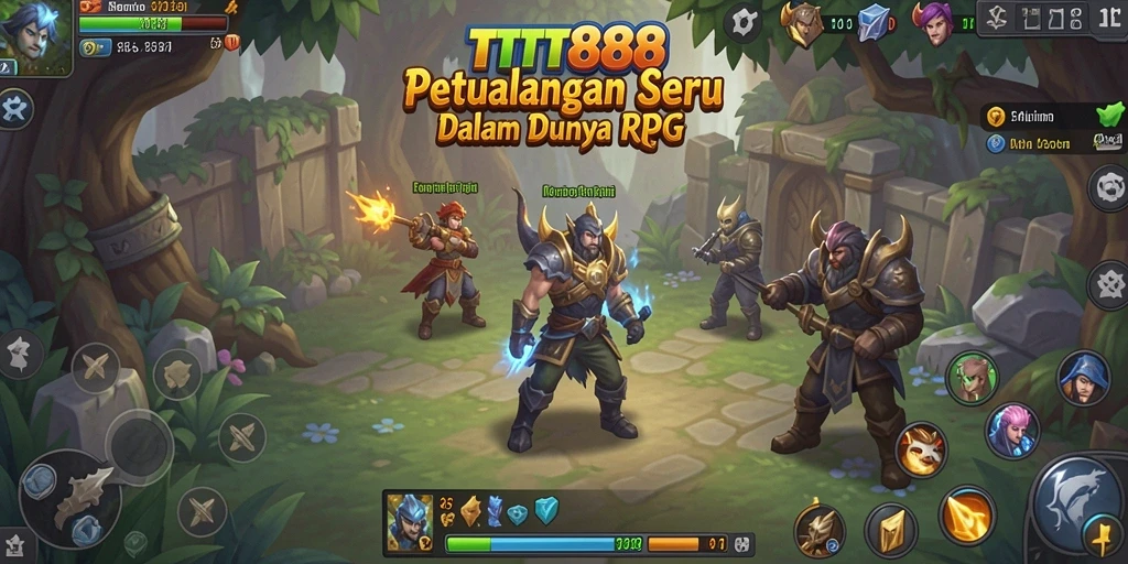 Screenshot gameplay TTT888 menampilkan aksi seru dalam pertempuran RPG.