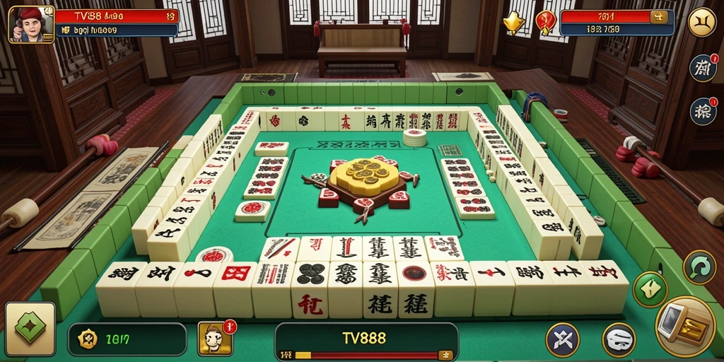 Tampilan gameplay TV888 yang menarik dan penuh tantangan Mahjong.